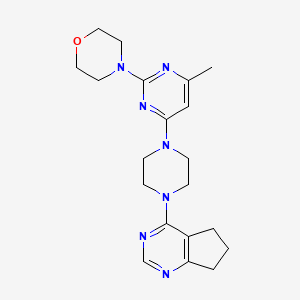 molecular formula C20H27N7O B6460563 4-[4-(4-{5H,6H,7H-cyclopenta[d]pyrimidin-4-yl}piperazin-1-yl)-6-methylpyrimidin-2-yl]morpholine CAS No. 2548987-99-9