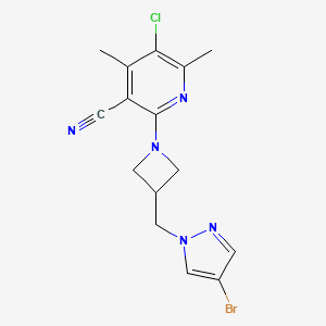 molecular formula C15H15BrClN5 B6460581 2-{3-[(4-bromo-1H-pyrazol-1-yl)methyl]azetidin-1-yl}-5-chloro-4,6-dimethylpyridine-3-carbonitrile CAS No. 2549009-37-0