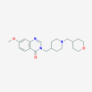 molecular formula C21H29N3O3 B6460607 7-methoxy-3-({1-[(oxan-4-yl)methyl]piperidin-4-yl}methyl)-3,4-dihydroquinazolin-4-one CAS No. 2549063-22-9