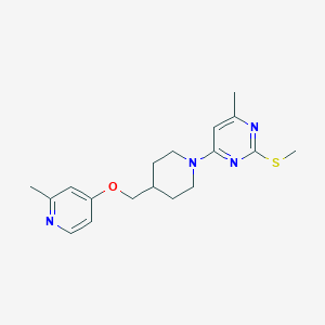 molecular formula C18H24N4OS B6460645 4-methyl-6-(4-{[(2-methylpyridin-4-yl)oxy]methyl}piperidin-1-yl)-2-(methylsulfanyl)pyrimidine CAS No. 2548994-60-9