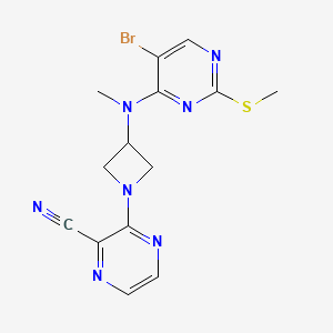 molecular formula C14H14BrN7S B6460680 3-(3-{[5-bromo-2-(methylsulfanyl)pyrimidin-4-yl](methyl)amino}azetidin-1-yl)pyrazine-2-carbonitrile CAS No. 2549045-84-1