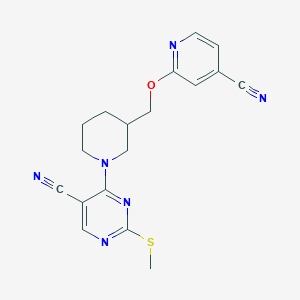 molecular formula C18H18N6OS B6460725 4-(3-{[(4-cyanopyridin-2-yl)oxy]methyl}piperidin-1-yl)-2-(methylsulfanyl)pyrimidine-5-carbonitrile CAS No. 2549010-35-5