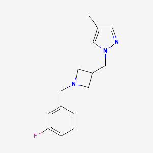 molecular formula C15H18FN3 B6460753 1-({1-[(3-fluorophenyl)methyl]azetidin-3-yl}methyl)-4-methyl-1H-pyrazole CAS No. 2548975-84-2