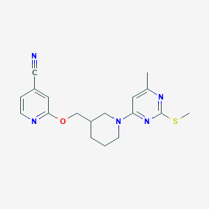 molecular formula C18H21N5OS B6460754 2-({1-[6-methyl-2-(methylsulfanyl)pyrimidin-4-yl]piperidin-3-yl}methoxy)pyridine-4-carbonitrile CAS No. 2549015-22-5
