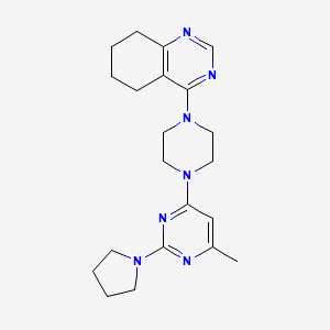 molecular formula C21H29N7 B6460806 4-{4-[6-methyl-2-(pyrrolidin-1-yl)pyrimidin-4-yl]piperazin-1-yl}-5,6,7,8-tetrahydroquinazoline CAS No. 2549036-23-7
