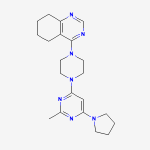 molecular formula C21H29N7 B6460810 4-{4-[2-methyl-6-(pyrrolidin-1-yl)pyrimidin-4-yl]piperazin-1-yl}-5,6,7,8-tetrahydroquinazoline CAS No. 2549046-21-9