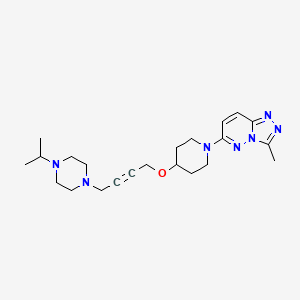 molecular formula C22H33N7O B6460840 1-{4-[(1-{3-methyl-[1,2,4]triazolo[4,3-b]pyridazin-6-yl}piperidin-4-yl)oxy]but-2-yn-1-yl}-4-(propan-2-yl)piperazine CAS No. 2549052-83-5