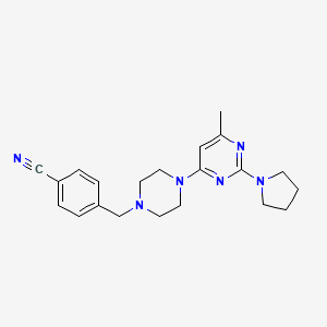 molecular formula C21H26N6 B6460853 4-({4-[6-methyl-2-(pyrrolidin-1-yl)pyrimidin-4-yl]piperazin-1-yl}methyl)benzonitrile CAS No. 2548983-15-7