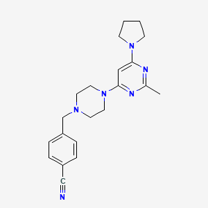 molecular formula C21H26N6 B6460856 4-({4-[2-methyl-6-(pyrrolidin-1-yl)pyrimidin-4-yl]piperazin-1-yl}methyl)benzonitrile CAS No. 2549065-93-0