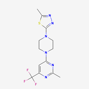 molecular formula C13H15F3N6S B6460996 2-methyl-4-[4-(5-methyl-1,3,4-thiadiazol-2-yl)piperazin-1-yl]-6-(trifluoromethyl)pyrimidine CAS No. 2549016-49-9