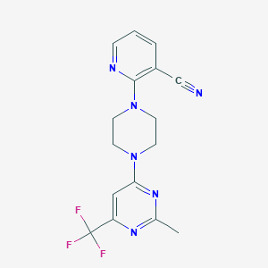 molecular formula C16H15F3N6 B6461000 2-{4-[2-methyl-6-(trifluoromethyl)pyrimidin-4-yl]piperazin-1-yl}pyridine-3-carbonitrile CAS No. 2549030-46-6