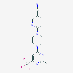 molecular formula C16H15F3N6 B6461001 6-{4-[2-methyl-6-(trifluoromethyl)pyrimidin-4-yl]piperazin-1-yl}pyridine-3-carbonitrile CAS No. 2549028-04-6