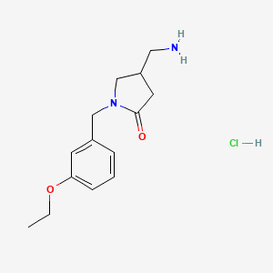 molecular formula C14H21ClN2O2 B6461015 4-(aminomethyl)-1-[(3-ethoxyphenyl)methyl]pyrrolidin-2-one hydrochloride CAS No. 2549020-35-9