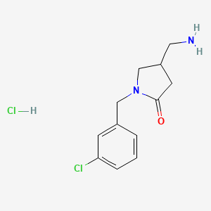 molecular formula C12H16Cl2N2O B6461031 4-(aminomethyl)-1-[(3-chlorophenyl)methyl]pyrrolidin-2-one hydrochloride CAS No. 2549040-37-9
