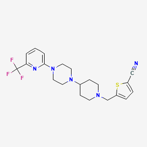 molecular formula C21H24F3N5S B6461049 5-[(4-{4-[6-(trifluoromethyl)pyridin-2-yl]piperazin-1-yl}piperidin-1-yl)methyl]thiophene-2-carbonitrile CAS No. 2549045-29-4
