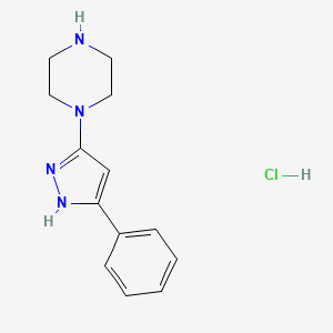 molecular formula C13H17ClN4 B6461063 1-(5-phenyl-1H-pyrazol-3-yl)piperazine hydrochloride CAS No. 2548975-51-3