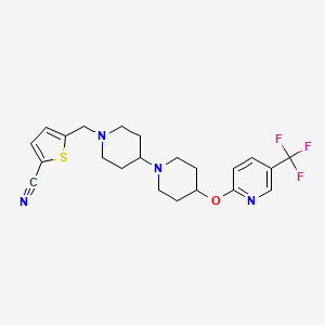 molecular formula C22H25F3N4OS B6461133 5-[(4-{[5-(trifluoromethyl)pyridin-2-yl]oxy}-[1,4'-bipiperidine]-1'-yl)methyl]thiophene-2-carbonitrile CAS No. 2549026-91-5