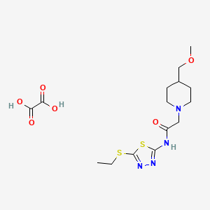 molecular formula C15H24N4O6S2 B6461202 N-[5-(ethylsulfanyl)-1,3,4-thiadiazol-2-yl]-2-[4-(methoxymethyl)piperidin-1-yl]acetamide; oxalic acid CAS No. 2549003-16-7