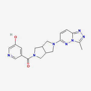 molecular formula C18H19N7O2 B6461207 5-(5-{3-methyl-[1,2,4]triazolo[4,3-b]pyridazin-6-yl}-octahydropyrrolo[3,4-c]pyrrole-2-carbonyl)pyridin-3-ol CAS No. 2549024-23-7