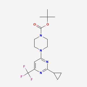 molecular formula C17H23F3N4O2 B6461225 tert-butyl 4-[2-cyclopropyl-6-(trifluoromethyl)pyrimidin-4-yl]piperazine-1-carboxylate CAS No. 2548985-70-0