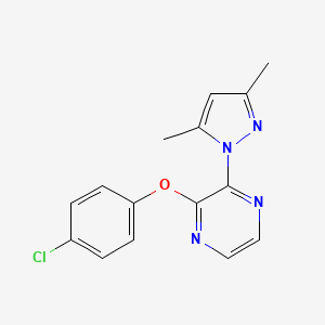 molecular formula C15H13ClN4O B6461626 2-(4-chlorophenoxy)-3-(3,5-dimethyl-1H-pyrazol-1-yl)pyrazine CAS No. 2548990-10-7