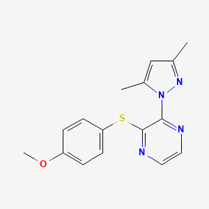 molecular formula C16H16N4OS B6461644 2-(3,5-dimethyl-1H-pyrazol-1-yl)-3-[(4-methoxyphenyl)sulfanyl]pyrazine CAS No. 2549051-72-9