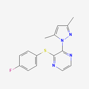 molecular formula C15H13FN4S B6461651 2-(3,5-dimethyl-1H-pyrazol-1-yl)-3-[(4-fluorophenyl)sulfanyl]pyrazine CAS No. 2548984-22-9
