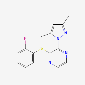 molecular formula C15H13FN4S B6461653 2-(3,5-dimethyl-1H-pyrazol-1-yl)-3-[(2-fluorophenyl)sulfanyl]pyrazine CAS No. 2549030-57-9
