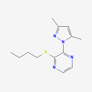 molecular formula C13H18N4S B6461714 2-(butylsulfanyl)-3-(3,5-dimethyl-1H-pyrazol-1-yl)pyrazine CAS No. 2548995-17-9