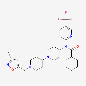 molecular formula C28H38F3N5O2 B6461831 N-{1'-[(3-methyl-1,2-oxazol-5-yl)methyl]-[1,4'-bipiperidine]-4-yl}-N-[5-(trifluoromethyl)pyridin-2-yl]cyclohexanecarboxamide CAS No. 2548983-31-7