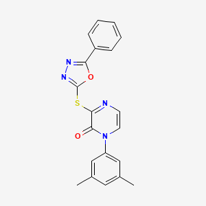molecular formula C20H16N4O2S B6461906 1-(3,5-dimethylphenyl)-3-[(5-phenyl-1,3,4-oxadiazol-2-yl)sulfanyl]-1,2-dihydropyrazin-2-one CAS No. 2548981-96-8