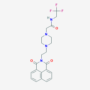 molecular formula C22H23F3N4O3 B6461924 2-[4-(2-{2,4-dioxo-3-azatricyclo[7.3.1.0^{5,13}]trideca-1(13),5,7,9,11-pentaen-3-yl}ethyl)piperazin-1-yl]-N-(2,2,2-trifluoroethyl)acetamide CAS No. 2549016-26-2