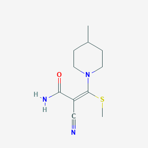 molecular formula C11H17N3OS B6461930 (2E)-2-cyano-3-(4-methylpiperidin-1-yl)-3-(methylsulfanyl)prop-2-enamide CAS No. 2549133-20-0
