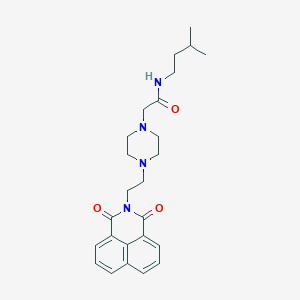 2-[4-(2-{2,4-dioxo-3-azatricyclo[7.3.1.0^{5,13}]trideca-1(13),5,7,9,11-pentaen-3-yl}ethyl)piperazin-1-yl]-N-(3-methylbutyl)acetamide