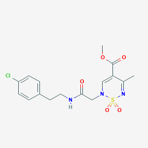 molecular formula C16H18ClN3O5S B6461980 methyl 2-({[2-(4-chlorophenyl)ethyl]carbamoyl}methyl)-5-methyl-1,1-dioxo-2H-1??,2,6-thiadiazine-4-carboxylate CAS No. 2549003-29-2