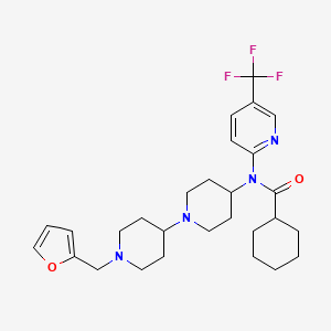 molecular formula C28H37F3N4O2 B6462011 N-{1'-[(furan-2-yl)methyl]-[1,4'-bipiperidine]-4-yl}-N-[5-(trifluoromethyl)pyridin-2-yl]cyclohexanecarboxamide CAS No. 2549023-78-9