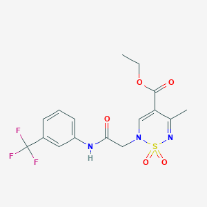 molecular formula C16H16F3N3O5S B6462015 ethyl 5-methyl-1,1-dioxo-2-({[3-(trifluoromethyl)phenyl]carbamoyl}methyl)-2H-1??,2,6-thiadiazine-4-carboxylate CAS No. 2549033-66-9
