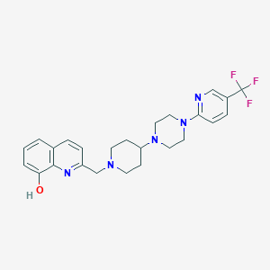 molecular formula C25H28F3N5O B6462023 2-[(4-{4-[5-(trifluoromethyl)pyridin-2-yl]piperazin-1-yl}piperidin-1-yl)methyl]quinolin-8-ol CAS No. 2549029-97-0