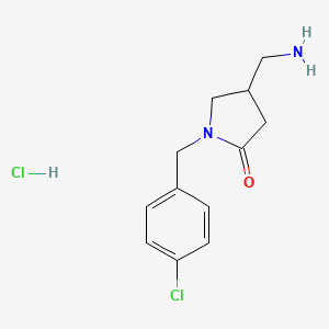 molecular formula C12H16Cl2N2O B6462160 4-(aminomethyl)-1-[(4-chlorophenyl)methyl]pyrrolidin-2-one hydrochloride CAS No. 2549044-11-1