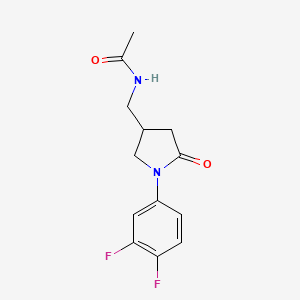 molecular formula C13H14F2N2O2 B6462168 N-{[1-(3,4-difluorophenyl)-5-oxopyrrolidin-3-yl]methyl}acetamide CAS No. 2548995-43-1