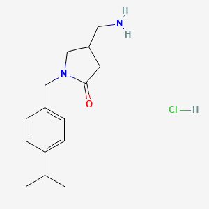 molecular formula C15H23ClN2O B6462177 4-(aminomethyl)-1-{[4-(propan-2-yl)phenyl]methyl}pyrrolidin-2-one hydrochloride CAS No. 2548992-72-7