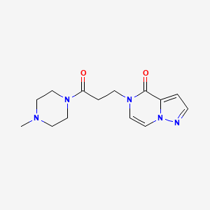molecular formula C14H19N5O2 B6462238 5-[3-(4-methylpiperazin-1-yl)-3-oxopropyl]-4H,5H-pyrazolo[1,5-a]pyrazin-4-one CAS No. 2549066-26-2