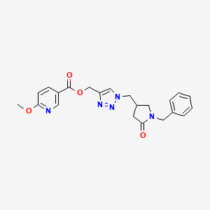 molecular formula C22H23N5O4 B6462244 {1-[(1-benzyl-5-oxopyrrolidin-3-yl)methyl]-1H-1,2,3-triazol-4-yl}methyl 6-methoxypyridine-3-carboxylate CAS No. 2549010-44-6