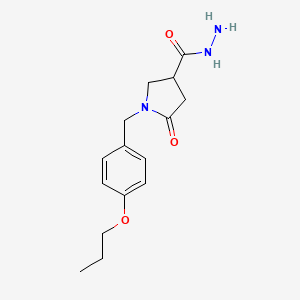 molecular formula C15H21N3O3 B6462261 5-oxo-1-[(4-propoxyphenyl)methyl]pyrrolidine-3-carbohydrazide CAS No. 2549062-86-2