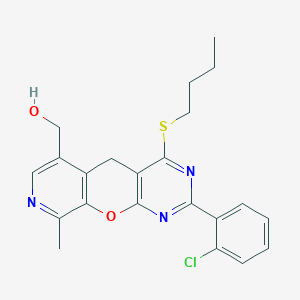 molecular formula C22H22ClN3O2S B6462267 [7-(butylsulfanyl)-5-(2-chlorophenyl)-14-methyl-2-oxa-4,6,13-triazatricyclo[8.4.0.0?,?]tetradeca-1(10),3(8),4,6,11,13-hexaen-11-yl]methanol CAS No. 2549042-87-5