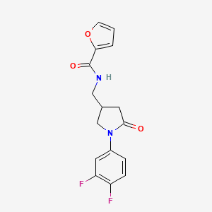 molecular formula C16H14F2N2O3 B6462274 N-{[1-(3,4-difluorophenyl)-5-oxopyrrolidin-3-yl]methyl}furan-2-carboxamide CAS No. 2548981-94-6