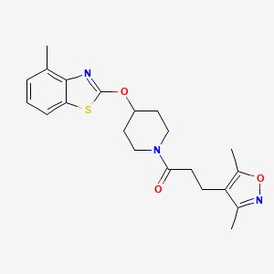 molecular formula C21H25N3O3S B6462375 3-(3,5-dimethyl-1,2-oxazol-4-yl)-1-{4-[(4-methyl-1,3-benzothiazol-2-yl)oxy]piperidin-1-yl}propan-1-one CAS No. 1286696-73-8