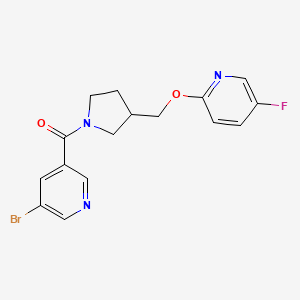 molecular formula C16H15BrFN3O2 B6462379 3-bromo-5-(3-{[(5-fluoropyridin-2-yl)oxy]methyl}pyrrolidine-1-carbonyl)pyridine CAS No. 2548995-32-8