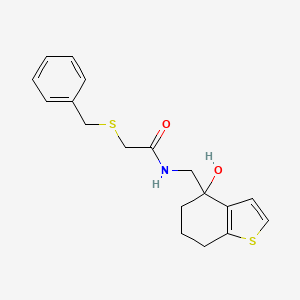 2-(benzylsulfanyl)-N-[(4-hydroxy-4,5,6,7-tetrahydro-1-benzothiophen-4-yl)methyl]acetamide