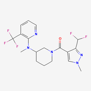 molecular formula C18H20F5N5O B6462447 N-{1-[3-(difluoromethyl)-1-methyl-1H-pyrazole-4-carbonyl]piperidin-3-yl}-N-methyl-3-(trifluoromethyl)pyridin-2-amine CAS No. 2549001-50-3